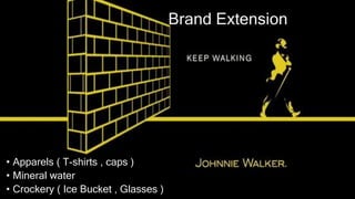 Brand Extension
• Apparels ( T-shirts , caps )
• Mineral water
• Crockery ( Ice Bucket , Glasses )