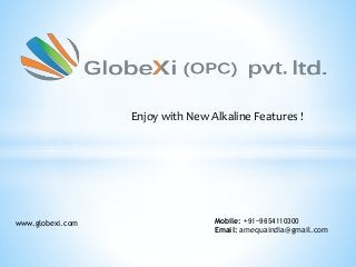 www.globexi.com Mobile: +91-9654110300
Email: amequaindia@gmail.com
Enjoy with New Alkaline Features !
 