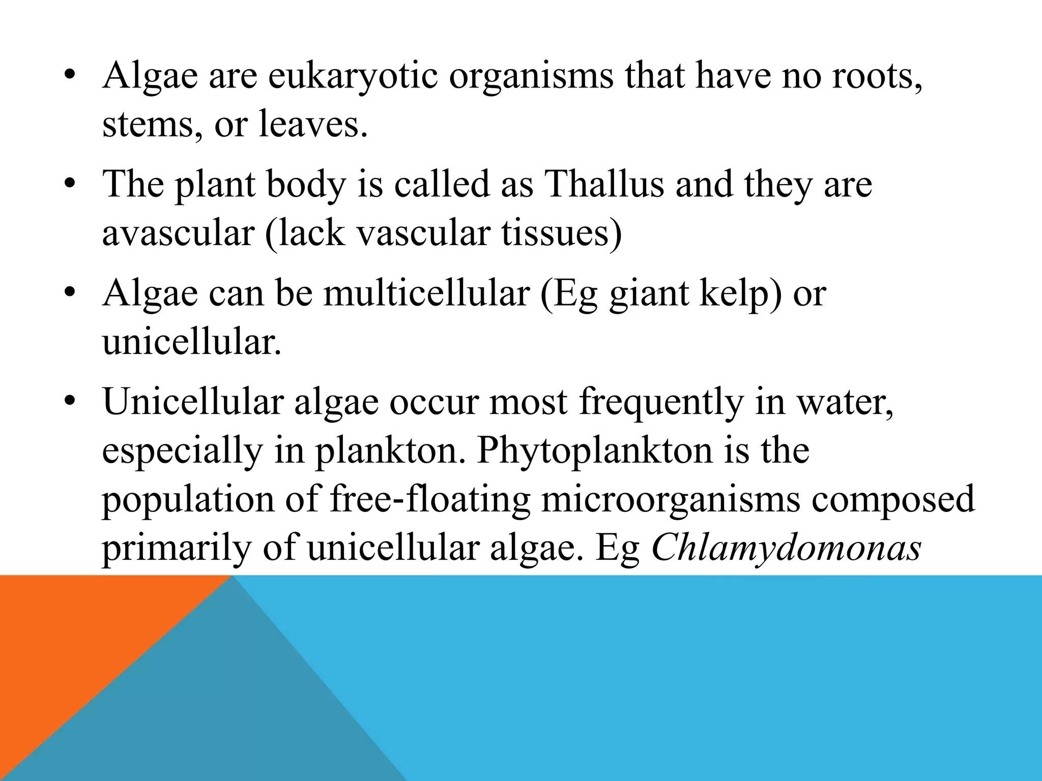 Which Of The Following Can Be Characteristics Of Algae Phycology- GENERAL CHARACTERISTICS OF ALGAE | PPT