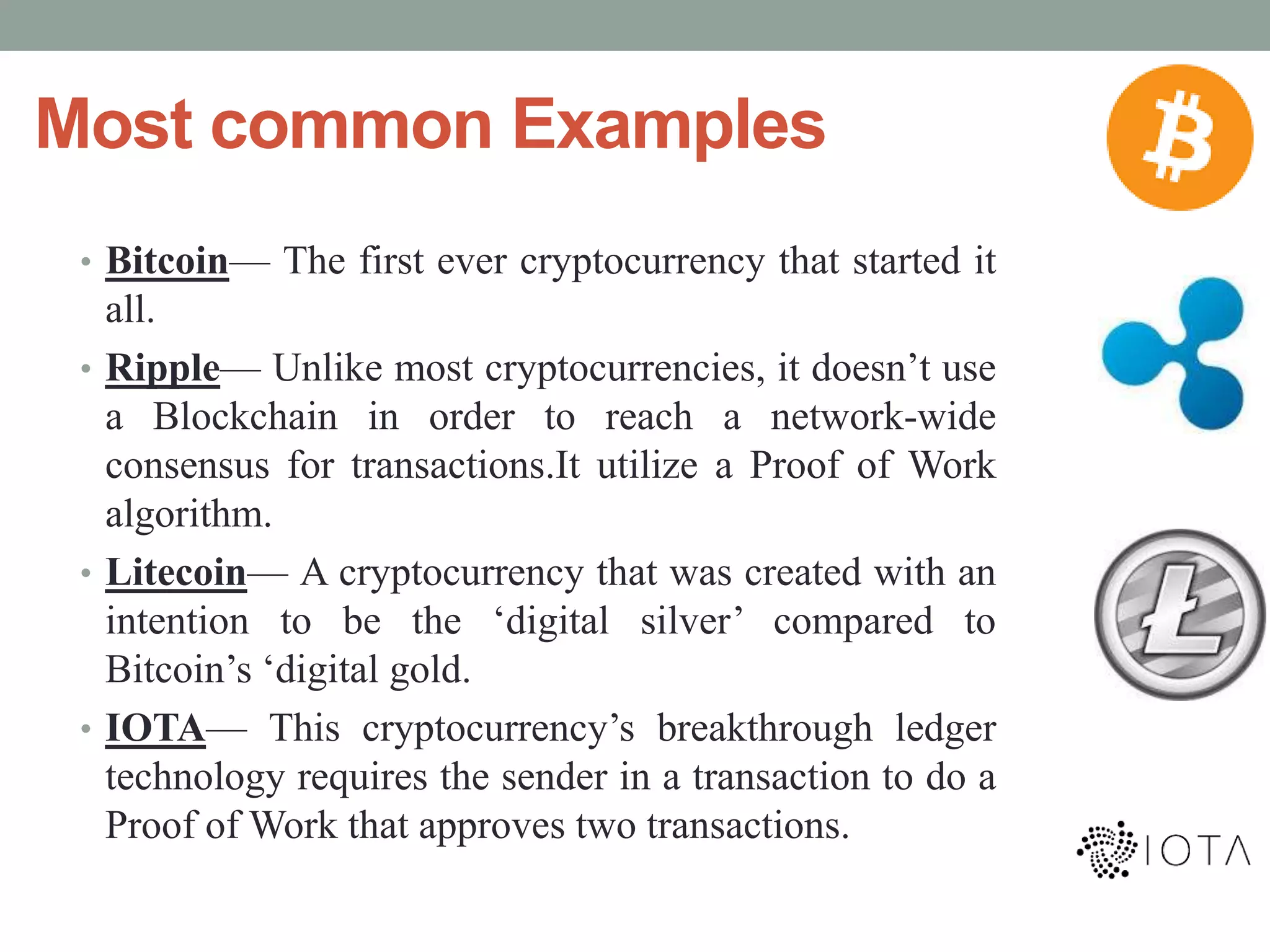 Cryptocurrency- Intoduction and Significances | PPTX