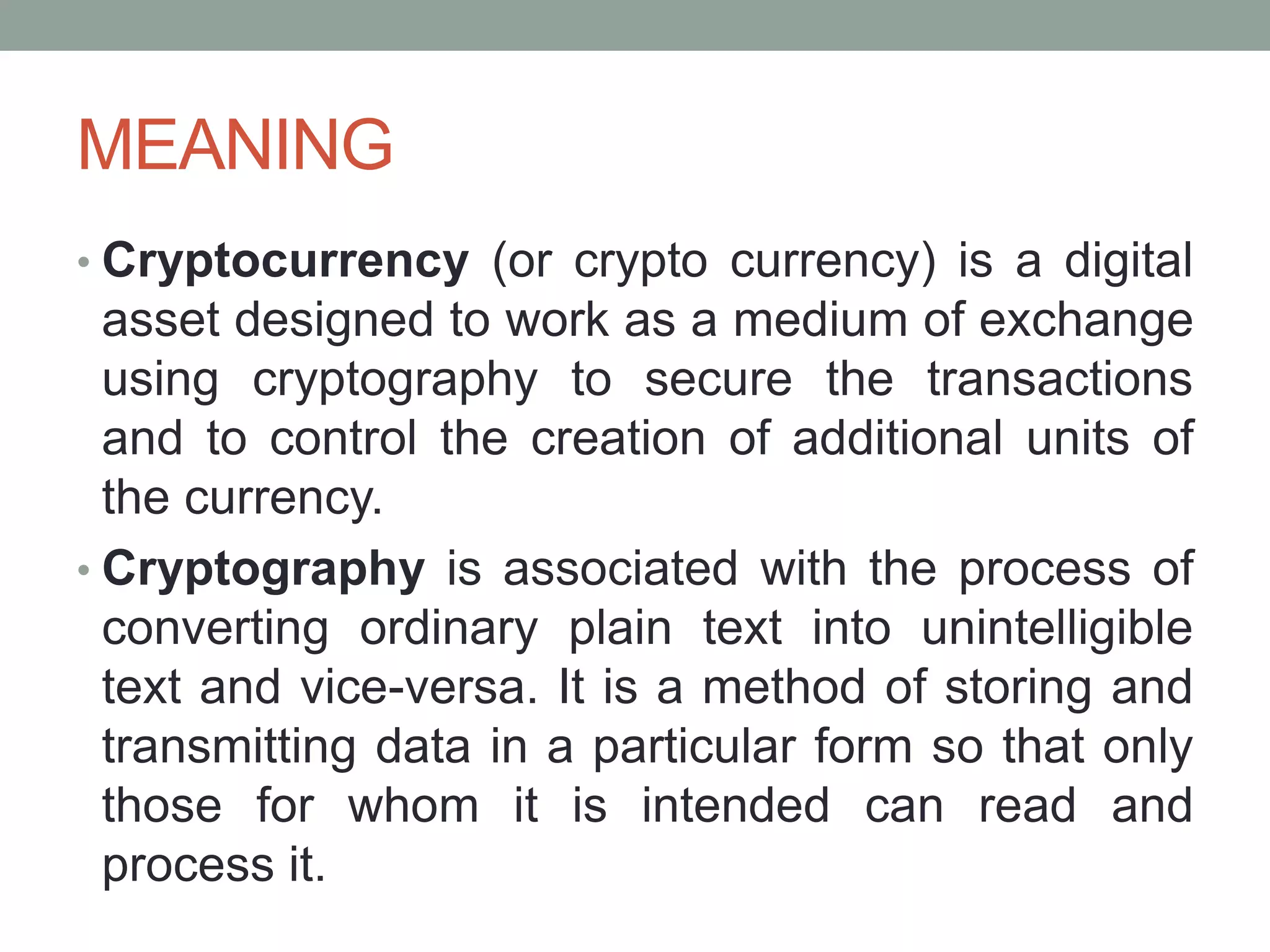 Cryptocurrency- Intoduction and Significances | PPTX