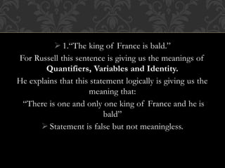Theory of definite description by Bernard Russell. Frege vs Russell | PPTX