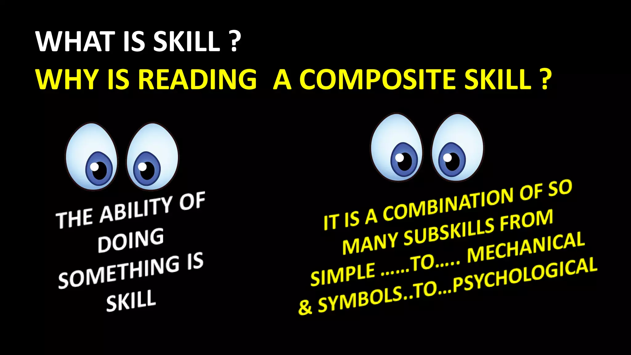 WHAT IS SKILL ?
WHY IS READING A COMPOSITE SKILL ?
 