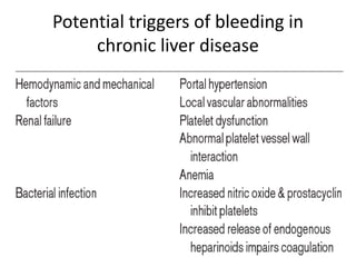 Potential triggers of bleeding in
chronic liver disease
 