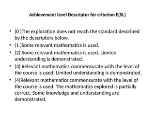 Descriptor Math IB Math SL/HL IA - To help you with IBDP Math IA coursework. | PPTX
