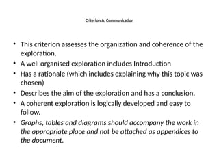 Ia Criterion Math IB Math SL/HL IA - To help you with IBDP Math IA coursework. | PPTX