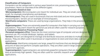 Comprehensive Overview of Computers: Hardware, Software, and Types ...