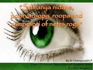 By Dr Champavathi P 
II year PG Scholar Department of Shalakya tantra 
G.A.M.C Bengaluru 
 