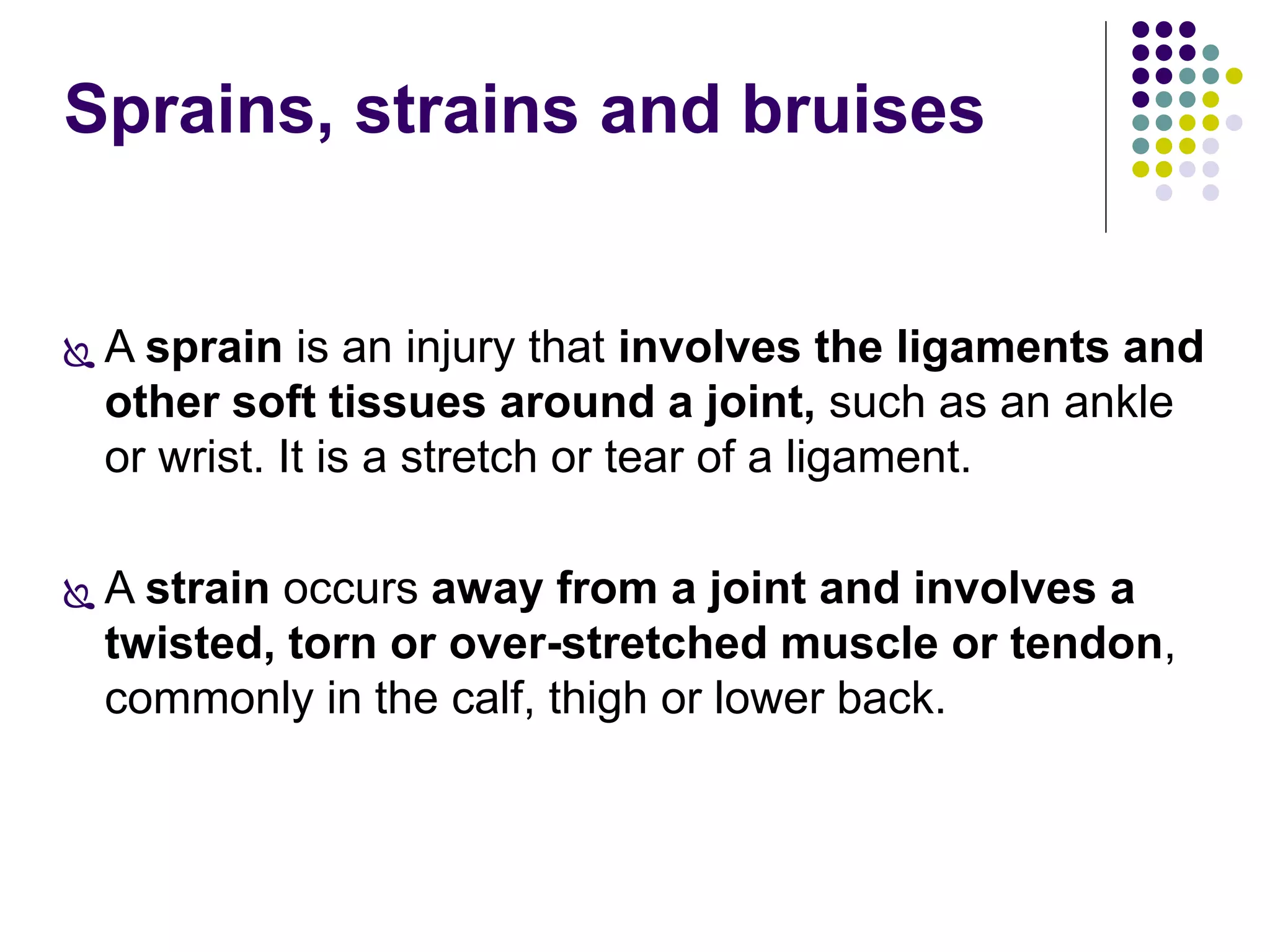 Strains Sports Injuries Sport injuries and prevention | PPTX