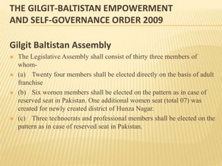 Gilgit Assembly THE GILGIT-BALTISTAN REFORMS 2009 | PPTX