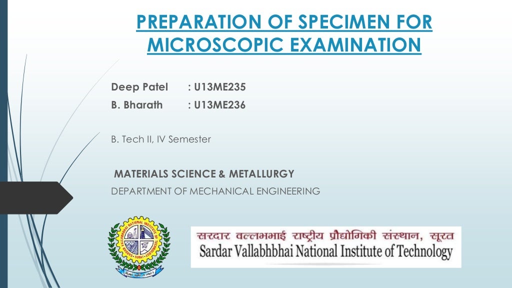 Preparation Of Specimen For Microscopic Examination