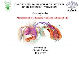 ICAR-NATIONAL DAIRY RESEARCH INSTITUTE
DAIRY TECHNOLOGY DIVISION
Presented by
Chander Mohan
18-P-DT-09
Class presentation
on
Mechanism of blood glucose regulation in human body
 
