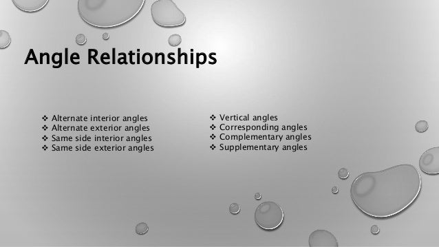 Geometric Terms Types Of Angles And Angle Relationships