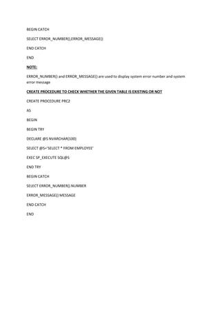 Exceptions in SQL Server | DOCX