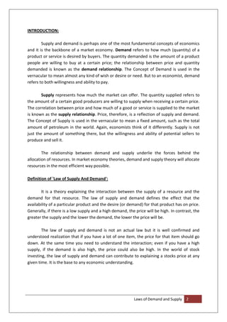 Laws Of Demand And Supply
