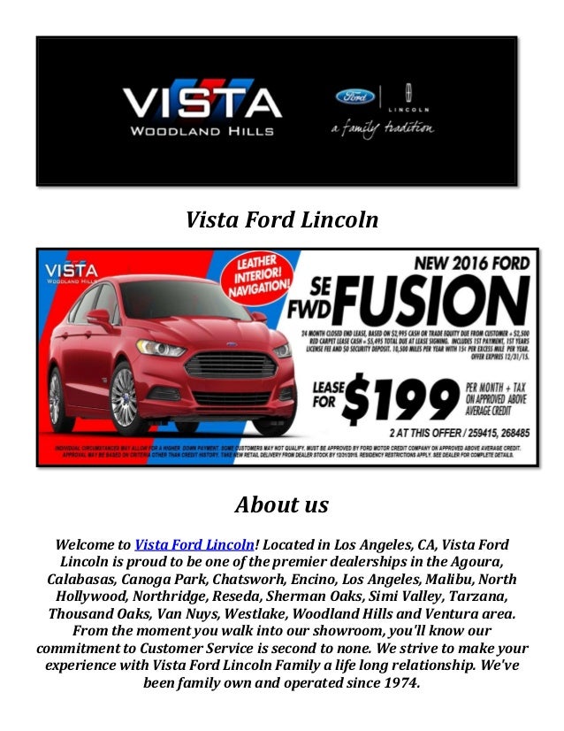 Vista Ford Lincoln Ford Dealer in Woodland Hills CA