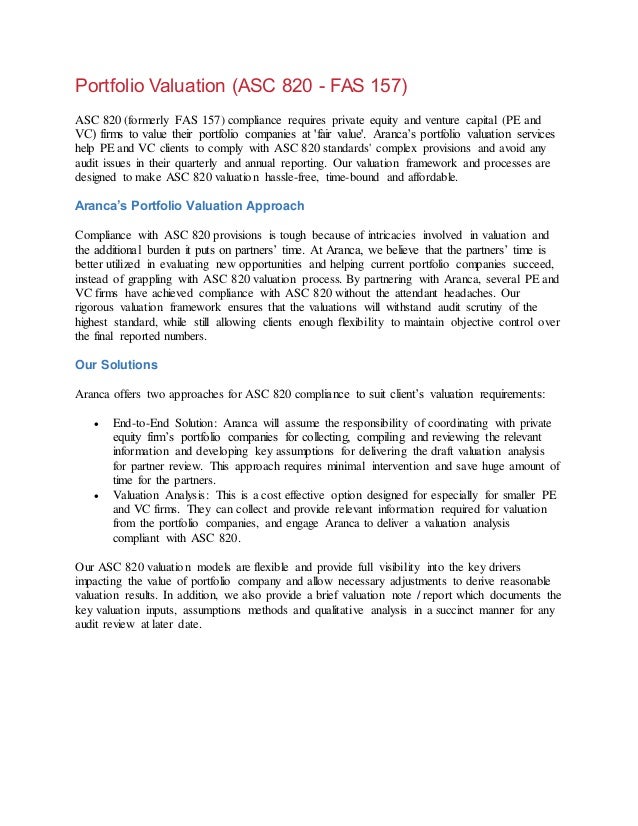 Aranca | Portfolio Valuation (ASC 820 - FAS 157) & Advisory Services