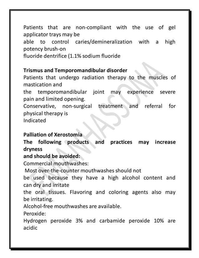 dental management of chemotherapy patients