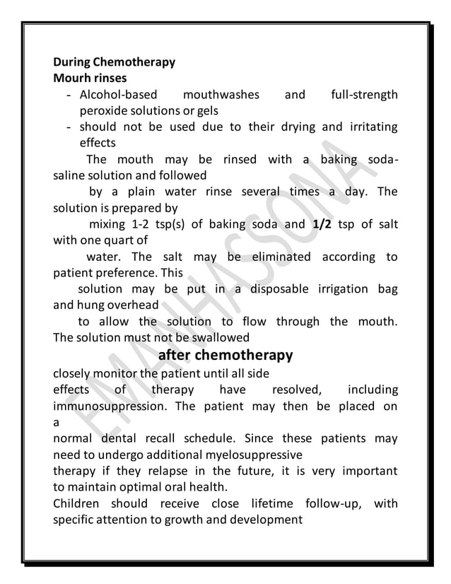 dental management of chemotherapy patients