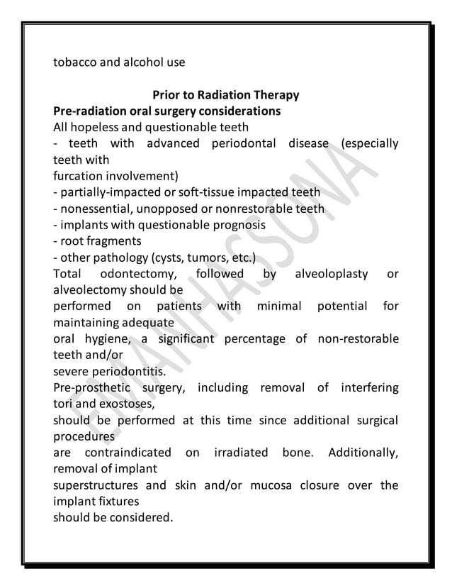dental management of chemotherapy patients