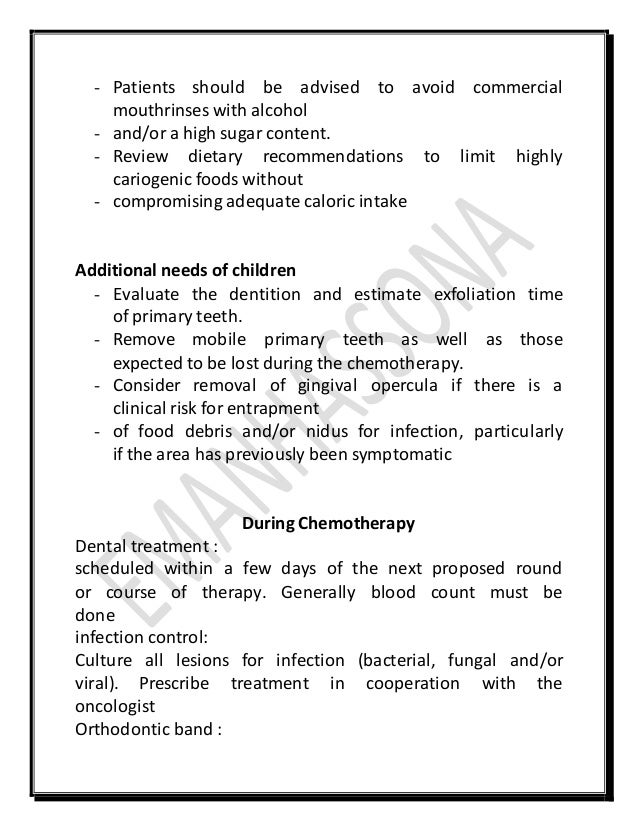 dental management of chemotherapy patients