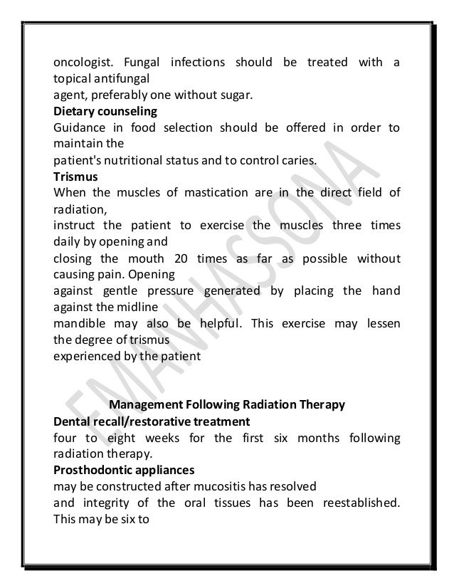 dental management of chemotherapy patients