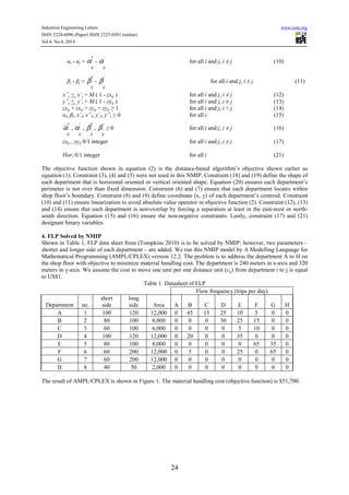 New mixed integer programming for facility layout design without loss ...