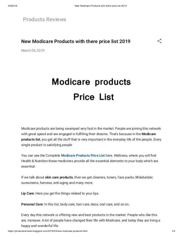 New Modicare Products With There Price List 2019