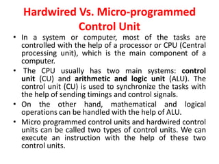 Microprogrammed Vs Hardwired Control New module 3 ppt for engineering colleges | PDF