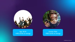 © MMR Research Worldwide
Age: 18-34
+44% words on average
Gender: Male
+90% words on average
 