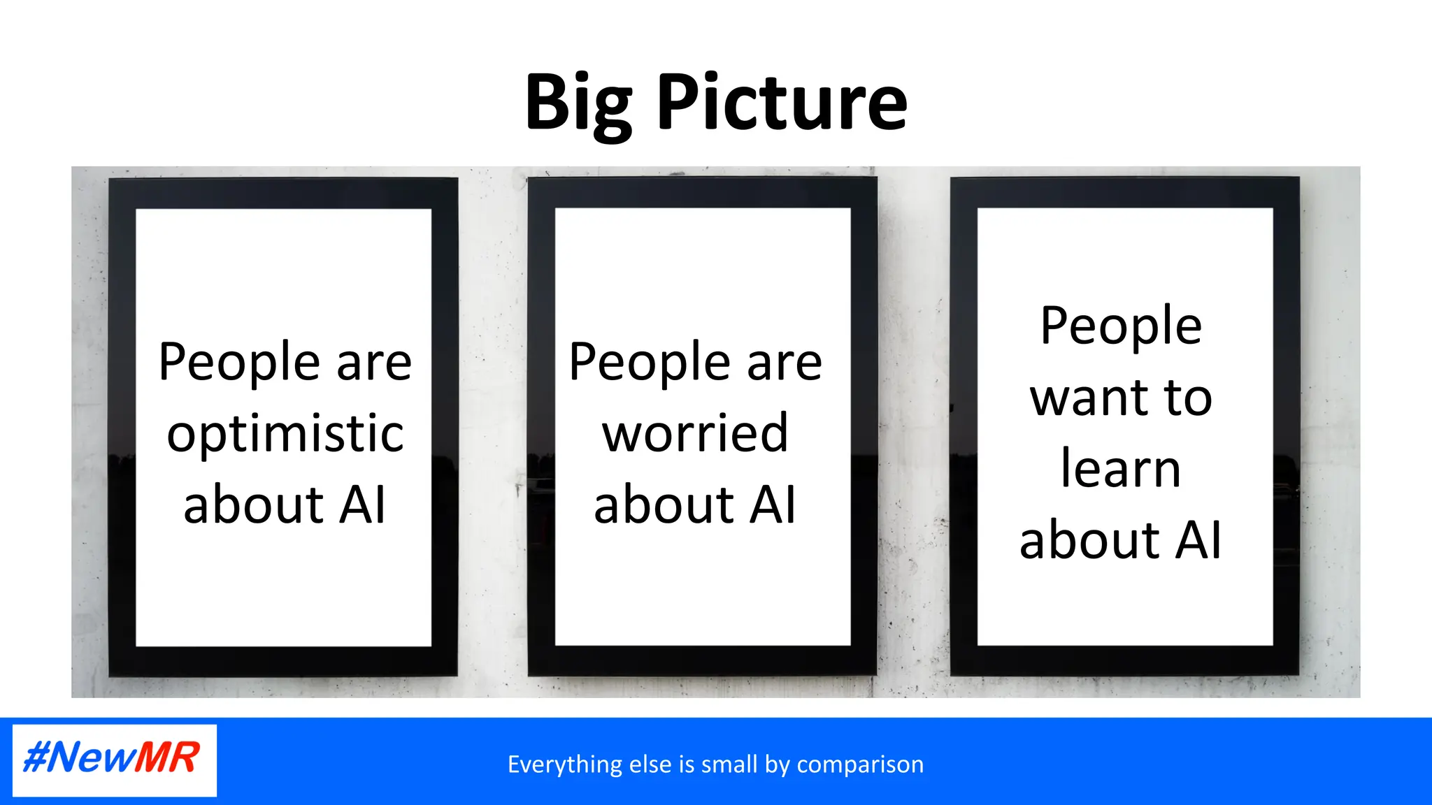 Big Picture
People are
optimistic
about AI
People are
worried
about AI
People
want to
learn
about AI
Everything else is small by comparison
 