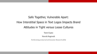 Safe Together, Vulnerable Apart:
How Interstitial Space in Text Logos Impacts Brand
Attitudes in Tight versus Loose Cultur...
