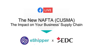 X
The New NAFTA (CUSMA)
The Impact on Your Business’ Supply Chain
 