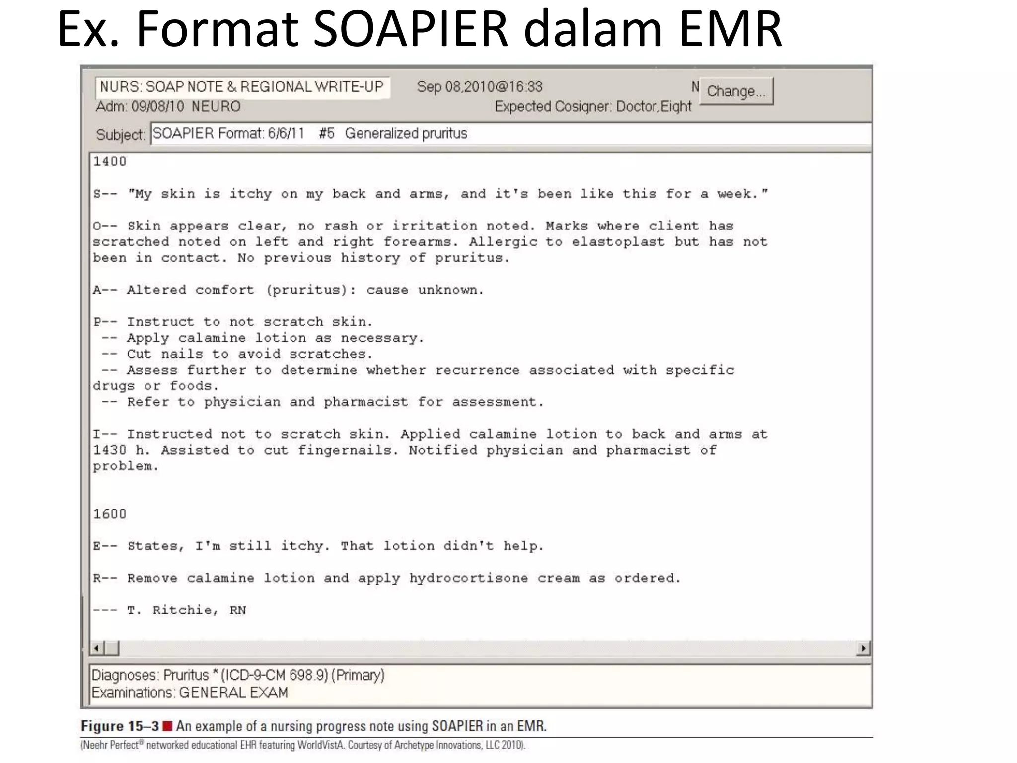 Ex. Format SOAPIER dalam EMR
 