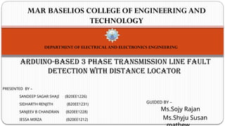 Sojy Rajan NEW NEW Three-Phase Transmission Line Fault Detection System s8 first ...