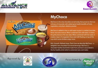 My Choco
   Alkaline Chocolate Drink




Approved by:                  Formulated by:
 