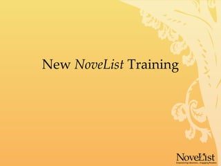 New  NoveList  Training 