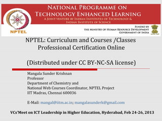 NPTEL: Curriculum and Courses /Classes Professional Certification ...