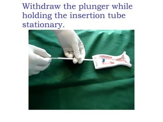 Withdraw the plunger while holding the insertion tube stationary. 