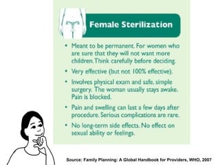 Source: Family Planning: A Global Handbook for Providers, WHO, 2007  
