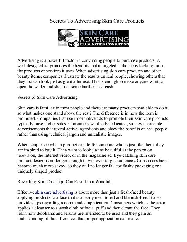 Secrets To Advertising Skin Care Products