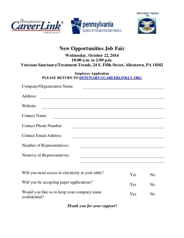new opportunities job fair application sheet job fair sign in sheet