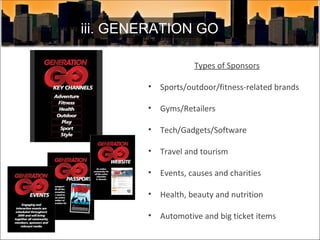 <ul><li>Types of Sponsors </li></ul><ul><li>Sports/outdoor/fitness-related brands </li></ul><ul><li>Gyms/Retailers  </li><...