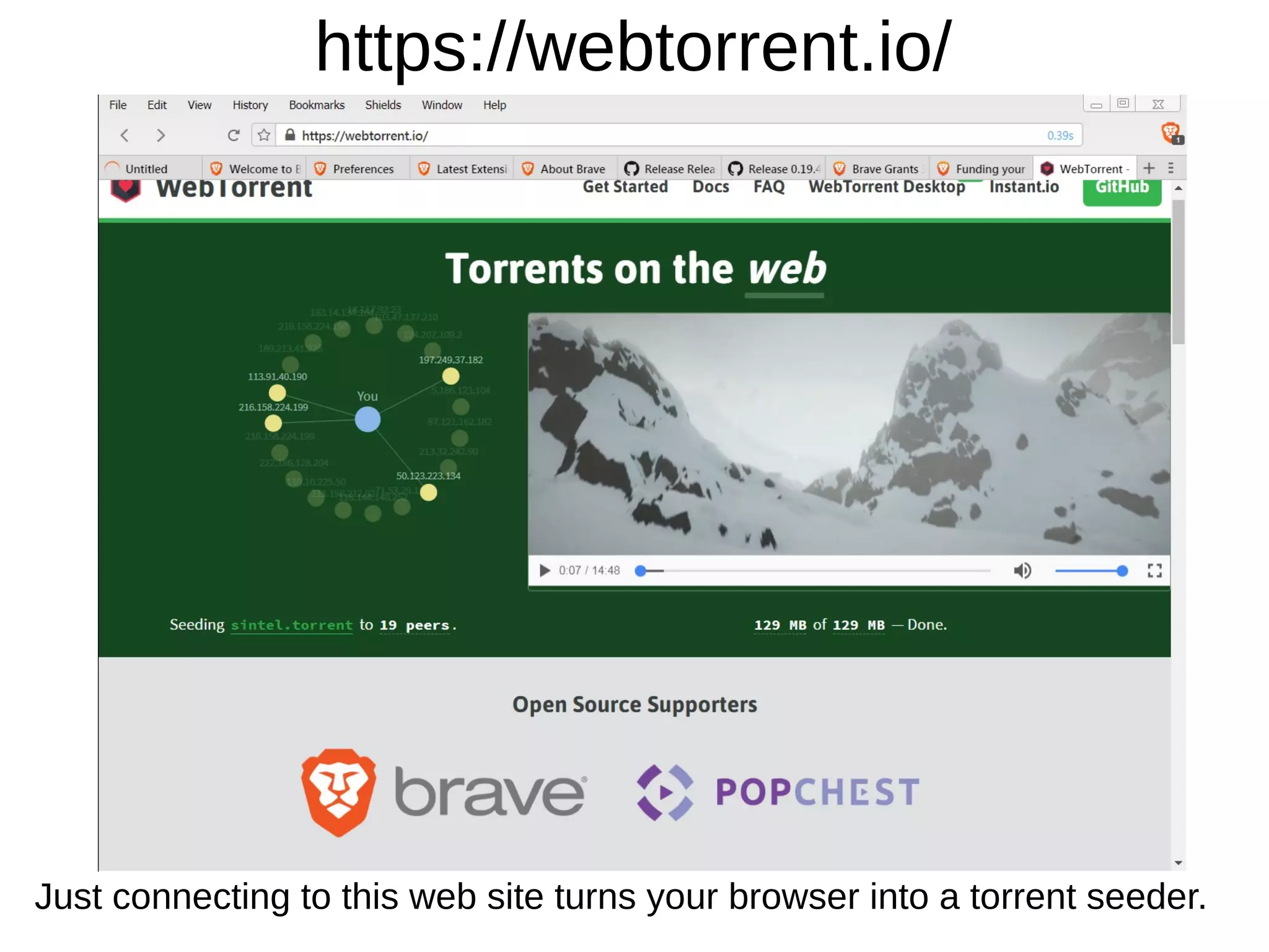 https://webtorrent.io/
Just connecting to this web site turns your browser into a torrent seeder.
 