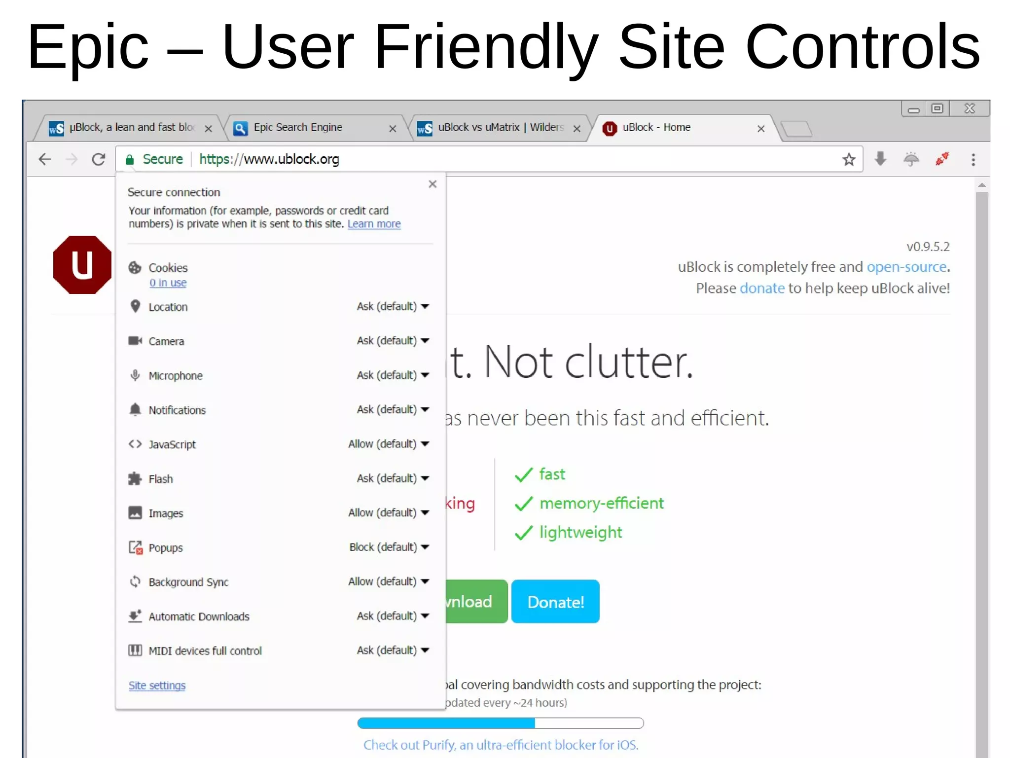 Epic – User Friendly Site Controls
 