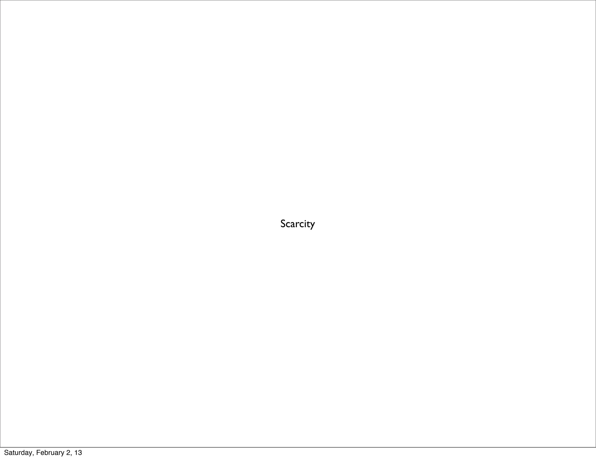 Scarcity




Saturday, February 2, 13
 