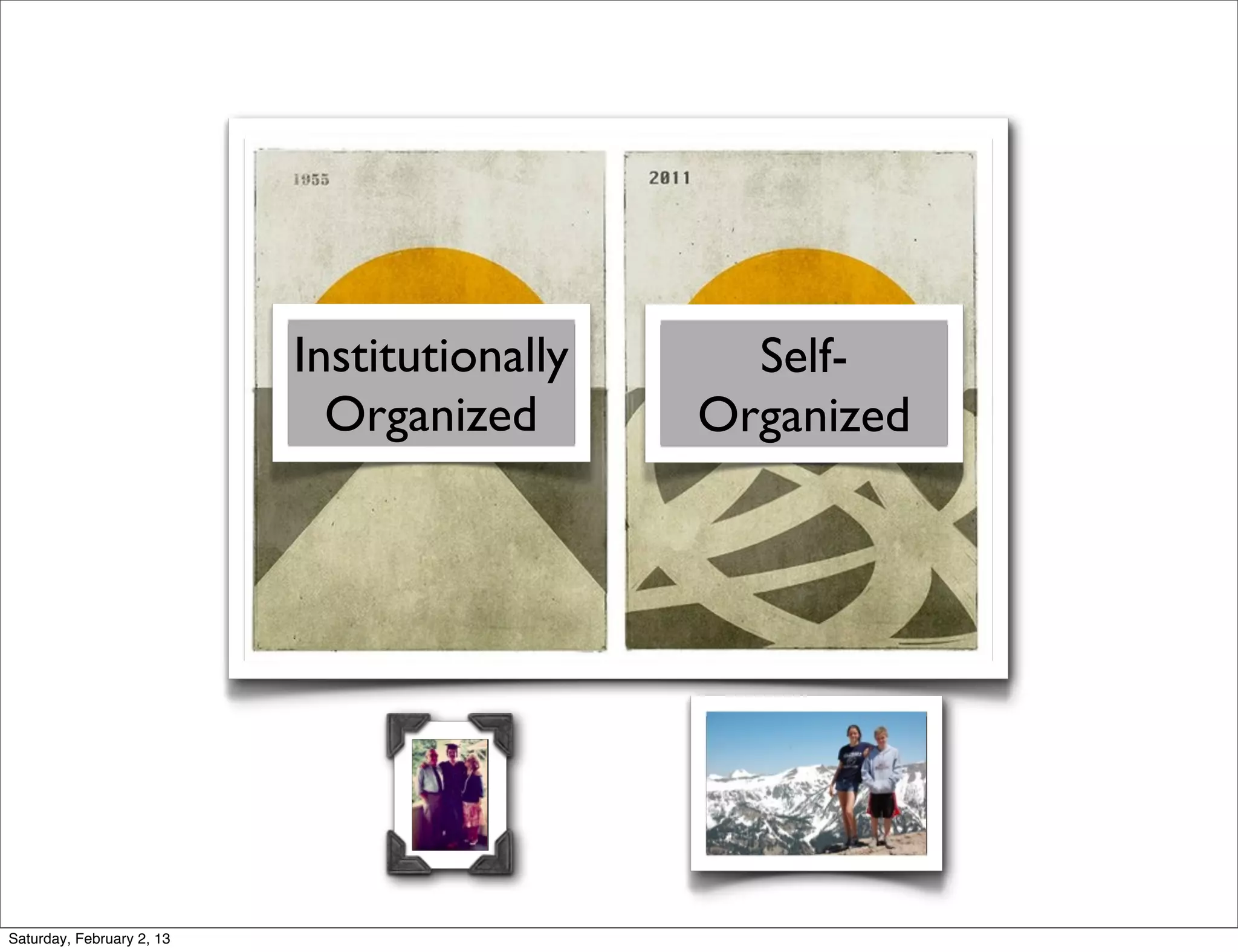 Institutionally     Self-
                             Organized       Organized




Saturday, February 2, 13
 