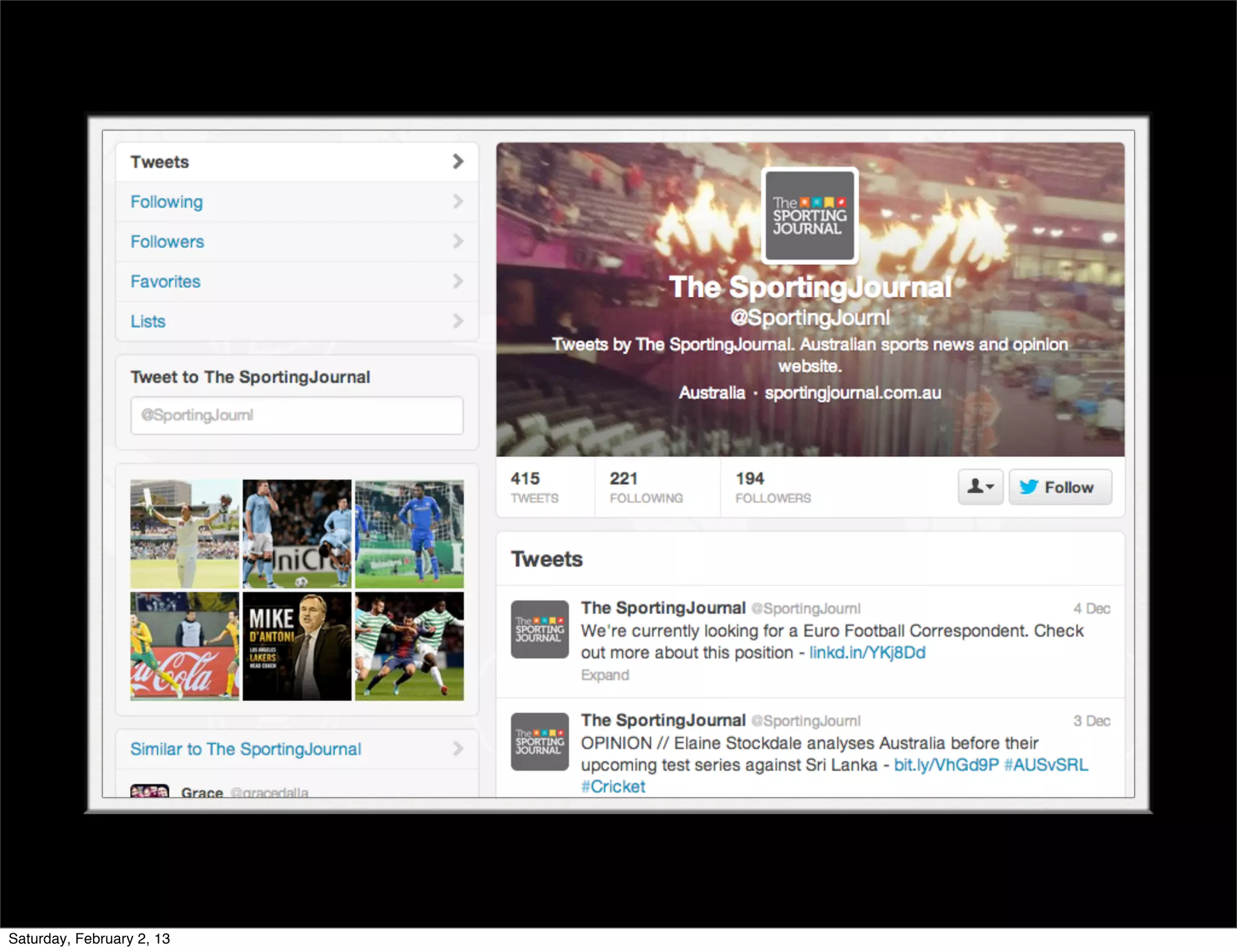 Saturday, February 2, 13
 