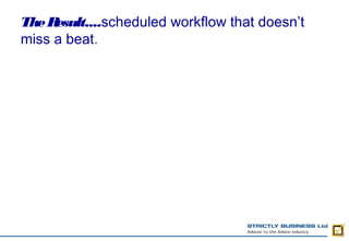 The Result....scheduled workflow that doesn’t
miss a beat.
 