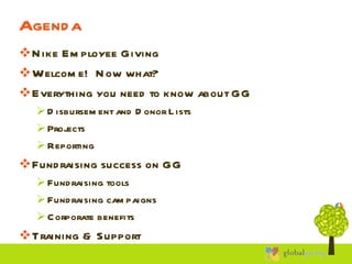 Nike Giving Program Learn more about Nike employee giving and GlobalGiving! | PPT